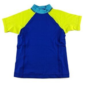 Lands' End Short Sleeve Rash Guard Boys Size XXS Blue Green UPF 50 Swim